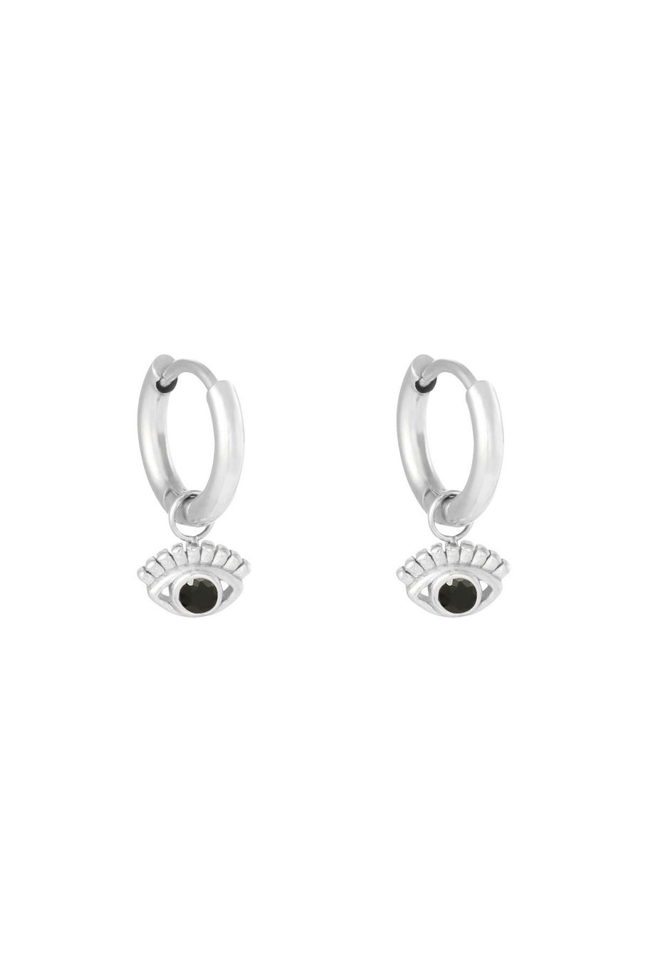 Earrings Sparkling Eye Silver Color Stainless Steel 